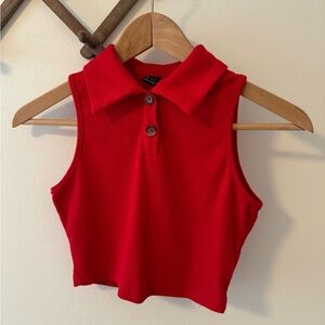 Red Collared Crop Top Shein Size XS excellent condition